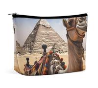 QMNVBDS Pyramid Camel Trousse de toilette de voyage pour femme - Imperméable - Petite pochette à fermeture éclair - Portable - Pour articles de toilette - Jolie pochette de maquillage - Blanc, taille