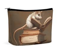 QMNVBDS Reading A Book Trousse de maquillage de voyage pour femme - Étanche - Petite pochette à fermeture éclair - Portable - Pour articles de toilette - Jolie pochette de maquillage - Blanc, taille