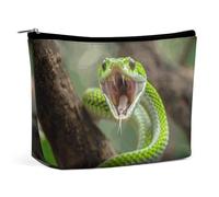 QMNVBDS Snake Opens Its Mouth Trousse de toilette de voyage pour femme - Étanche - Petite pochette à fermeture éclair - Portable - Pour articles de toilette - Jolie pochette de maquillage