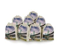 QMNVBDS St Johns Bridge Lot de 8 sacs cadeaux en toile de jute avec cordon de serrage Petit sac à cordon de serrage