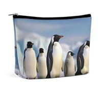 QMNVBDS Trousse de maquillage de voyage avec cinq pingouins pour femme - Étanche - Petite pochette à fermeture éclair - Portable - Pour articles de toilette - Jolie pochette de maquillage
