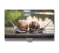 QMNVBDS Two Snails on the Bench - Porte-cartes de visite fin en métal pour homme et femme - Pour cartes de visite et de visite - Taille unique, Style :