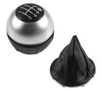 QMTVFSRH Pour Fiat 500 500C 2007-2018 5/6 Vitesses Soufflet Cuir Housse Protection Coffre Capuchon Brillant Pommeau Levier Vitesse Tête Pommeau Vitesse(2pcs Silver 6speed)