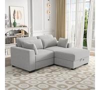 QMTXBYJ Canapé 2 places avec 1 tabouret rembourré, en forme de L, canapé avec fonction de couchage, canapé modulaire, petit pour chambre d'adolescent, canapé avec accoudoirs larges, pour salon