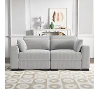 QMTXBYJ Canapé 2 places, moderne, double, avec 2 coussins, rembourré, en velours côtelé, petit canapé 2 places, canapé d'invités 2 places avec accoudoirs, canapé modulaire droite/gauche pour salon