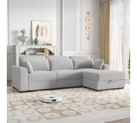 QMTXBYJ Canapé 3 places avec 1 tabouret rembourré, en forme de L, canapé avec fonction de couchage, canapé modulaire, petit pour chambre d'adolescent, canapé avec accoudoirs larges, pour salon