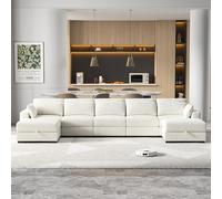 QMTXBYJ Canapé 5 places avec 2 tabourets rembourrés, canapé en forme de U, canapé avec fonction couchage, canapé modulaire, petit pour chambre d'adolescent, canapé avec accoudoirs larges, pour salon