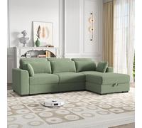 QMTXBYJ Canapé d'angle moderne 3 places avec 1 ottoman de rangement, canapé trois places en tissu côtelé, grand canapé sectionnel avec coussins, canapé modulaire, canapé d'angle en forme de L, droite