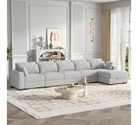 QMTXBYJ Canapé d'angle moderne 4 places avec 1 ottoman d'espace de rangement, canapé d'angle en forme de L, canapé en tissu côtelé, grand canapé sectionnel avec coussins, canapé modulaire, canapé