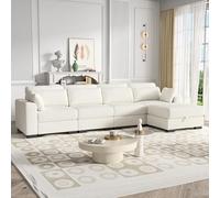 QMTXBYJ Canapé d'angle moderne 4 places avec 1 ottoman d'espace de rangement, canapé d'angle en forme de L, canapé en tissu côtelé, grand canapé sectionnel avec coussins, canapé modulaire, canapé