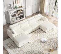 QMTXBYJ Canapé d'angle moderne, 4 places, avec 2 espaces de rangement, ottoman en forme de U, canapé en tissu côtelé, grand canapé sectionnel avec coussins, canapé modulaire, canapé d'angle en forme