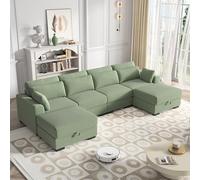 QMTXBYJ Canapé d'angle moderne, 4 places, avec 2 espaces de rangement, ottoman en forme de U, canapé en tissu côtelé, grand canapé sectionnel avec coussins, canapé modulaire, canapé d'angle en forme