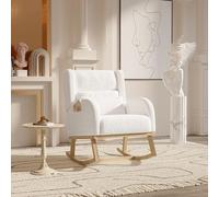 QMTXBYJ Fauteuil à Bascule, avec Coussin Lombaire et Poche latérale, fauteuils de Relaxation rembourré, avec Structure en Bois, Fauteuil à Bascule avec Accoudoirs, Rocking Chair pour Salon