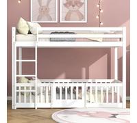 QMTXBYJ Lit cabane Enfants 90x200 cm, Lits superposé pour 2 Enfants, Lit d'enfant 90x200 cm, Lits Mezzanine avec sommier à Lattes, lit superposé Double avec escalier pour Chambre d'enfants