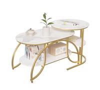 QMTXBYJ Lot de 2 Tables Basses gigognes, Table Basse Ronde en marbre, Table Gigognes de Salon avec Pieds en Métal Style Meuble Industriel, Tables d'appoint Ronde, (80x46x41CM+52x52x51 CM)