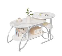 QMTXBYJ Lot de 2 Tables Basses gigognes, Table Basse Ronde en marbre, Table Gigognes de Salon avec Pieds en Métal Style Meuble Industriel, Tables d'appoint Ronde, (80x46x41CM+52x52x51 CM)