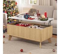 QMTXBYJ Table Basse Relevable avec Rangement, Table de Salon Moderne Industriel en Bois, Coffee Table avec Compartiment Caché et Texture Unique, Plateau Relevable 45-60 cm, for Bureau Salle à Manger