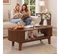 QMTXBYJ Table Basse Relevable,Table de Salon avec 2 Tiroirs et Espace de Rangement Ouvert, Tables Basse Extensible avec Plateau élévateur et Rangement Caché (Noyer-2, 100 * 50 * 40.5cm)
