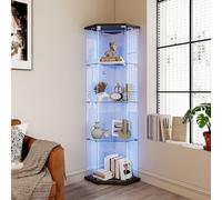 QMTXBYJ Vitrine d'angle en Verre avec éclairage LED, 162cm Armoire de Collection en Verres à 4 Couches avec 1 Porte et Serrure, 5mm Verre trempé Transparent Armoir de Verres Debout pour Salon,Chambre