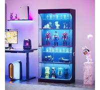 QMTXBYJ Vitrine en Verre avec Lumières LED,Meuble de Rangement avec Portes en Verre et Etagères Réglables,Armoire Vitrine pour Collection avec Capteur de Mouvement,Bibliothèque Verre pour Salon