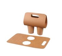 Qmv463 Lot de 40 porte-boissons pliables en papier kraft avec poignées pour café, smoothie, restaurants, nourriture, 24,1 x 8,9 x 8,9 cm (kaki, 40 x 24 cm)
