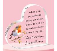 QMVMV Plaque commémorative en forme de rouge-gorge en acrylique pour se souvenir des êtres chers perdus