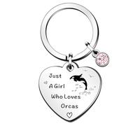 QMVMV Porte-clés amusant Orca Cadeau pour les amoureux des animaux Cadeau Just A Girl Who Loves Orca Lover Cadeau pour femmes et filles Who Loves Orcas Porte-clés, Argenté., taille unique