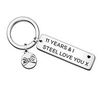 QMVMV Porte-clés amusant pour 11e anniversaire de mariage pour elle, lui, mari, femme, cadeau amusant pour 11e anniversaire de mariage pour homme et femme de la part de épouse, Taille unique, 1