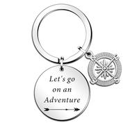 QMVMV Porte-clés campeur - Cadeau d'aventure pour femme et homme - Remorque de camping - Cadeaux de vacances - Aventure en plein air - Cadeaux de voyage Let's Go On an Adventure, Argenté., taille