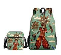 QMVQFPYA Sac à Dos d'étudiant sur Le thème de la Peinture à l'huile, Ensemble de Trois pièces à Motif Mignon Double Face de Grande capacité. pour Les Voyages universitaires. (P15)