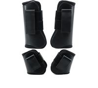 QMYBROW Pferd Lot de 4 guêtres de protection ouvertes à l'avant et à graisse, pour bateau | Équipement de protection et équipement d'entraînement | Noir, poney (petit)