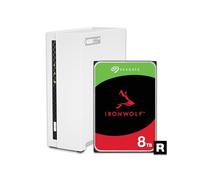 QNAP NAS Domestique à 1 Baie avec capacité de Stockage de 8 to, Ensemble de disques Seagate IronWolf préconfigurés, avec Ports 1 GbE (TS-133-18ST-US)