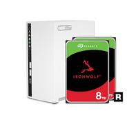 QNAP NAS Domestique à 2 Baies avec capacité de Stockage de 8 to, Ensemble de disques Raid 1 Seagate IronWolf préconfigurés, avec Ports 1 GbE (TS-233-28ST-US)