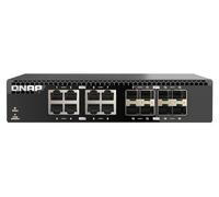 QNAP QSW-3216R-8S8T-US Commutateur Non géré 16 Ports Demi-Largeur monté en Rack 10 GbE pour Environnement réseau Haut débit SMB/Soho