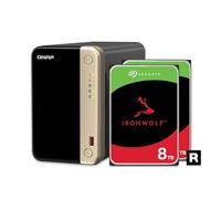QNAP TS-264-8G-28ST-US NAS de Bureau Haute Performance à 2 Baies avec capacité de Stockage de 8 to, Ensemble de disques durs Raid 1 préconfigurés Seagate IronWolf
