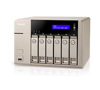 QNAP TVS-663-8G - Serveur de Stockage en Réseau NAS pour 6 Disques Durs, Stockage Unifié iSCSI-NAS, Processeur AMD 2.4GHz Quad-core , 8Go RAM Extensible, 2 Ports Gbe LAN, 2 Ports HDMI, 4K-ready avec QvPC, 10Gbe-ready, Châssis Vide