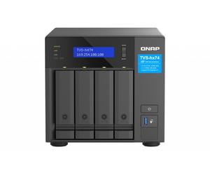 QNAP TVS-h474-PT-8G NAS Tower, 4 disk bays, Intel Pentium Gold G7400 2-core 4-thread processor, up to 3.7GHz