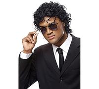 Qnbiar Perruque Homme Courte Bouclée Noire Synthétique Rocker Perruque Californie Halloween Costume Culture Robe Mouillée Perruque