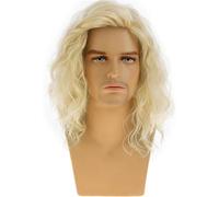 Qnbiar Perruque longue et bouclée pour homme - Longueur épaule - Style hippie des années 60 et 70 - Pour fête costumée - Anime