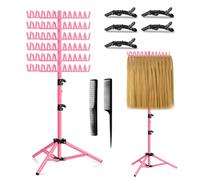 Qnbonrich Support à cheveux réglable avec 144 épingles, rose | Support de perruque et organisateur de cheveux pour coiffeurs et tresses, support pour extensions de cheveux et coiffures