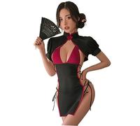 QNCLO Mini pyjama pour femme - Motif floral chinois - Noir 2