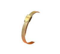 QNGMKBKTDZ Bracelet de montre en acier inoxydable solide for femmes, or Rose, petite taille, ceinture en maille 6mm 8mm 10mm 12, chaîne de montre en métal Ultra-mince(Mesh belt Golden,16mm)