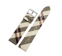 QNGMKBKTDZ Bracelet en cuir à motif écossais, démontage rapide, 12 14 16 18 20 22 mm, noir et marron, adapté à la chaîne de montre BURBERRY for hommes et femmes(Rice white silver A,14mm)