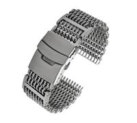 QNGMKBKTDZ Maille de requin de plongée en acier, 20/22/24mm, adaptée à la montre milanaise, Bracelet tissé à Double pression(C-Silver,22mm)