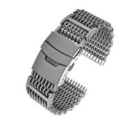 QNGMKBKTDZ Maille de requin de plongée en acier, 20/22/24mm, adaptée à la montre milanaise, Bracelet tissé à Double pression(A-Silver,24mm)