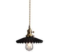 QNGSAK Lustre créatif plissé en céramique E27 1 lumière simple décoration en bronze suspension restaurant chambre bar porche maison luminaire réglable reliable