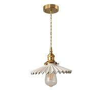 QNGSAK Lustre créatif plissé en céramique E27 1 lumière simple décoration en bronze suspension restaurant chambre bar porche maison luminaire réglable reliable