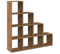 Qnhdfrt 10-Cube Step Bookshelf, Engineered Wood Room Divider, Oak
