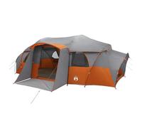 Qnhdfrt 10-Person Tunnel Camping Tent with Canopy, Steel Frame, Grey