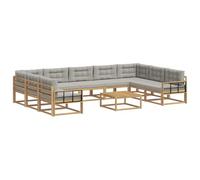 Qnhdfrt 10-Piece Acacia Wood Outdoor Sectional Sofa Set